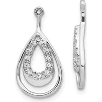 14K White Gold Double Teardrop Diamond Earring Jackets with 22 Round Diamonds - 0.022 Carats Total Diamond Weight by Monteluci Fine Jewelry