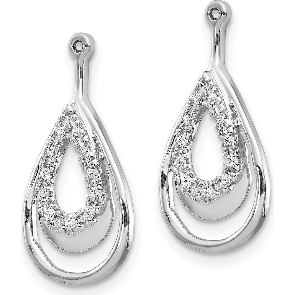14K White Gold Double Teardrop Diamond Earring Jackets with 22 Round Diamonds - 0.022 Carats Total Diamond Weight by Monteluci Fine Jewelry