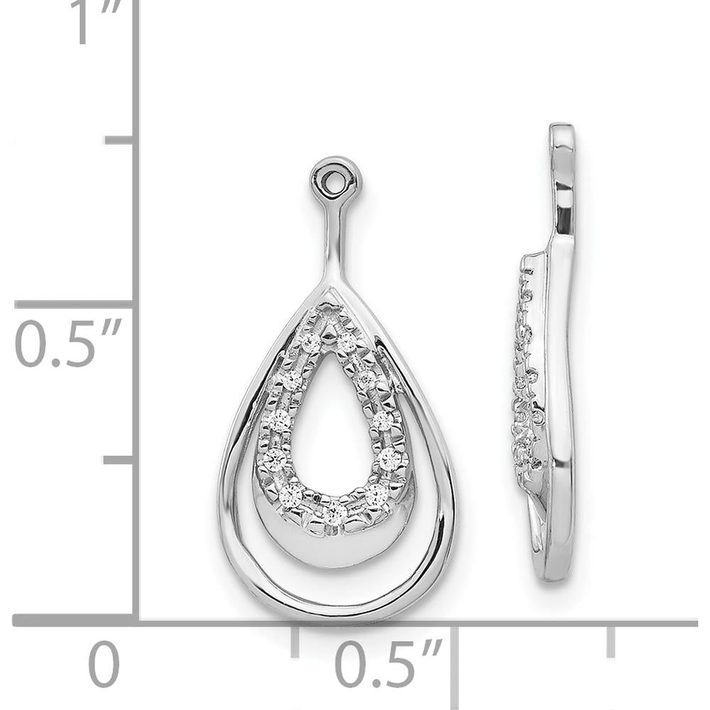 14K White Gold Double Teardrop Diamond Earring Jackets with 22 Round Diamonds - 0.022 Carats Total Diamond Weight by Monteluci Fine Jewelry