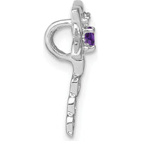 14K White Gold Dragonfly Amethyst Pendant with Diamond Accents - 0.1 Carat Total Amethyst Weight, 0.02 Carat Total Diamond Weight by Lumare Gioia