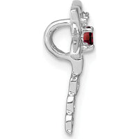14K White Gold Dragonfly Pendant with Round Garnet and Diamond Accents - 0.16 Carat Garnet, 0.02 Carat Diamond Total by Lumare Gioia