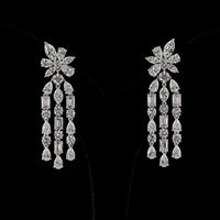 14K White Gold Drop Chandelier Earrings with Pear, Marquise, and Emerald Cut Lab Diamonds - 12.84 Carats Total Diamond Weight - Covaloro Fine Jewelry