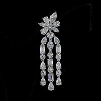 14K White Gold Drop Chandelier Earrings with Pear, Marquise, and Emerald Cut Lab Diamonds - 12.84 Carats Total Diamond Weight - Covaloro Fine Jewelry