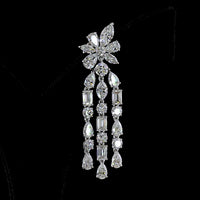 14K White Gold Drop Chandelier Earrings with Pear, Marquise, and Emerald Cut Lab Diamonds - 12.84 Carats Total Diamond Weight - Covaloro Fine Jewelry