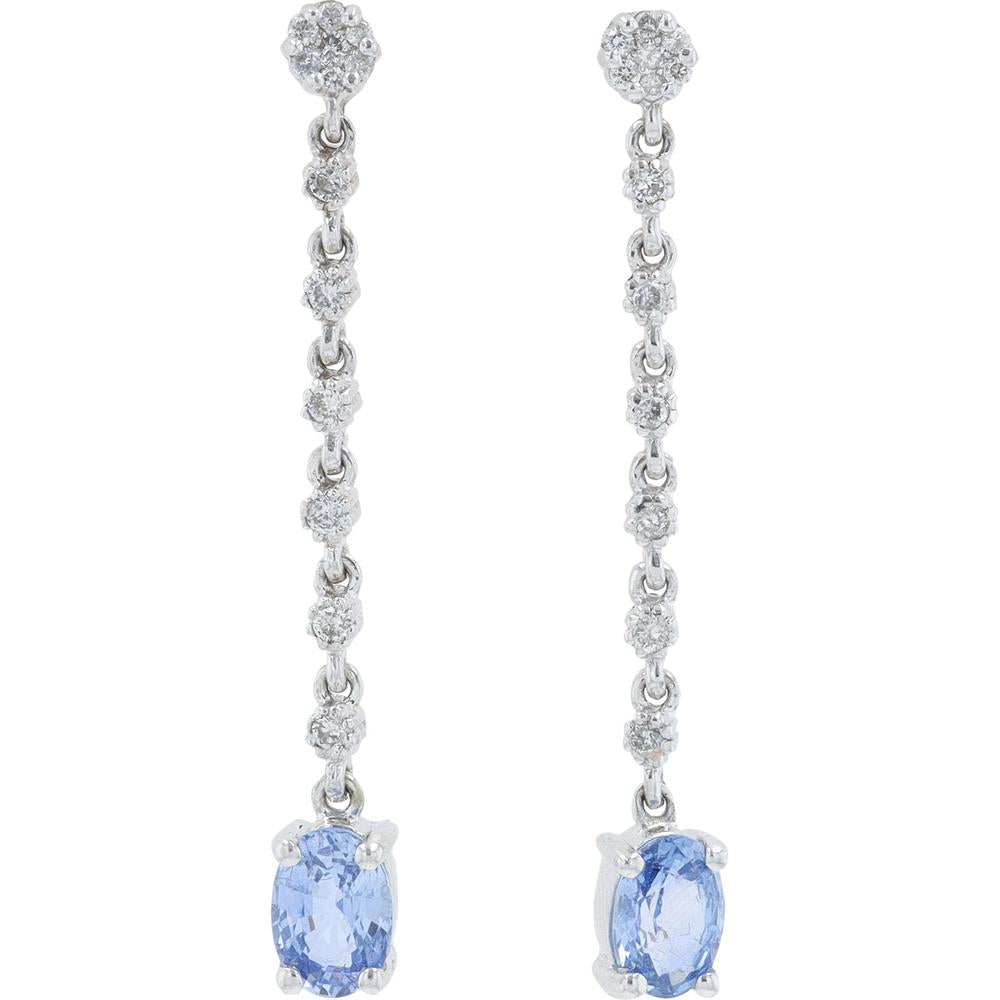 14K White Gold Drop Earrings with 1.90 Carat Total Tanzanite and 0.36 Carat Total Diamond Accents - EFFY