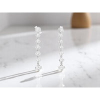 14K White Gold Drop Earrings with 1 Carat Round Brilliant Diamonds - 1 Carats Total Diamond Weight