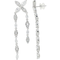 14K White Gold Drop Earrings with 4.00 Carat Total Weight of Lab Grown Marquise Cut Diamonds