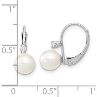 14K White Gold Drop Earrings with 6-7mm Freshwater Cultured Pearls and 0.06 Carat Total Diamond Weight by Monteluci Fine Jewelry