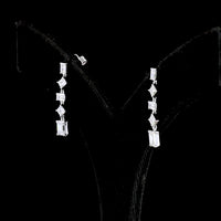 14K White Gold Drop Earrings with Alternating Emerald and Asscher Cut Lab Diamonds - 1.79 Carat Total Weight E-F VS - Covaloro Fine Jewelry