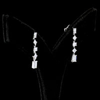 14K White Gold Drop Earrings with Alternating Emerald and Asscher Cut Lab Diamonds - 1.79 Carat Total Weight E-F VS - Covaloro Fine Jewelry