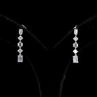 14K White Gold Drop Earrings with Alternating Emerald and Asscher Cut Lab Diamonds - 1.79 Carat Total Weight E-F VS - Covaloro Fine Jewelry