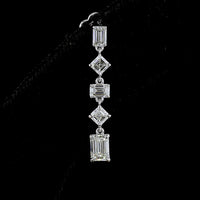 14K White Gold Drop Earrings with Alternating Emerald and Asscher Cut Lab Diamonds - 1.79 Carat Total Weight E-F VS - Covaloro Fine Jewelry