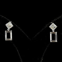 14K White Gold Drop Earrings with Asscher and Emerald Cut Lab Diamonds - 7.13 Carat Total Diamond Weight - Covaloro Fine Jewelry