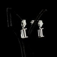 14K White Gold Drop Earrings with Asscher and Emerald Cut Lab Diamonds - 7.13 Carat Total Diamond Weight - Covaloro Fine Jewelry