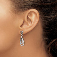 14K White Gold Drop Earrings with Black and White Round Diamonds - 0.008 Carat Total Diamond Weight by Monteluci Fine Jewelry