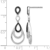 14K White Gold Drop Earrings with Black and White Round Diamonds - 0.008 Carat Total Diamond Weight by Monteluci Fine Jewelry