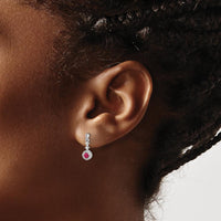 14K White Gold Drop Earrings with Cabochon Ruby and Round Diamonds - 0.46 Carats Total Ruby Weight by Monteluci Fine Jewelry