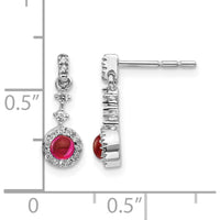 14K White Gold Drop Earrings with Cabochon Ruby and Round Diamonds - 0.46 Carats Total Ruby Weight by Monteluci Fine Jewelry