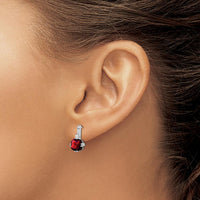 14K White Gold Drop Earrings with Cushion-Cut Garnet and Round Diamonds - 1.25 Carat Total Garnet Weight by Monteluci Fine Jewelry
