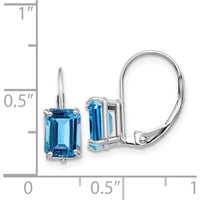 14K White Gold Drop Earrings with Emerald Cut Swiss Blue Topaz - 1.3 Carat Total Gem Weight by Monteluci Fine Jewelry
