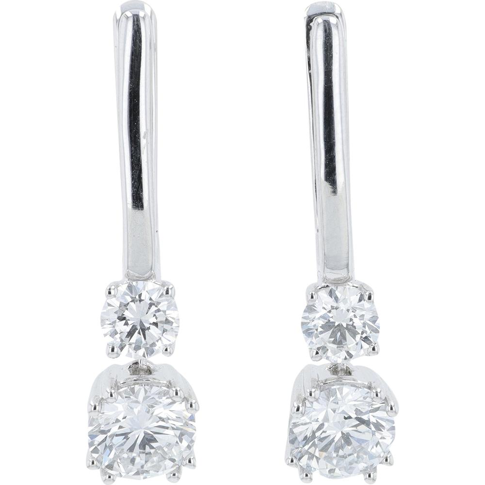 14K White Gold Drop Earrings with Lab Grown Diamonds - 2.00 Carat Total Diamond Weight