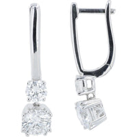 14K White Gold Drop Earrings with Lab Grown Diamonds - 2.00 Carat Total Diamond Weight