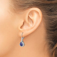 14K White Gold Drop Earrings with Pear Lapis and Round Diamonds - 1.32 Carat Total Lapis Weight, 0.04 Carat Total Diamond Weight by Monteluci Fine Jewelry