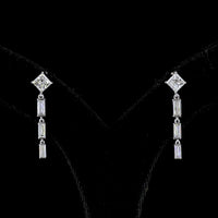 14K White Gold Drop Earrings with Princess Cut and Baguette Lab Diamonds - 2.03 Carat Total Diamond Weight - Covaloro Fine Jewelry