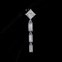 14K White Gold Drop Earrings with Princess Cut and Baguette Lab Diamonds - 2.03 Carat Total Diamond Weight - Covaloro Fine Jewelry