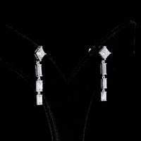 14K White Gold Drop Earrings with Princess Cut and Baguette Lab Diamonds - 2.03 Carat Total Diamond Weight - Covaloro Fine Jewelry