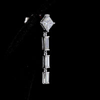14K White Gold Drop Earrings with Princess Cut and Baguette Lab Diamonds - 2.03 Carat Total Diamond Weight - Covaloro Fine Jewelry
