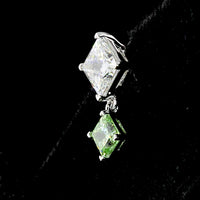 14K White Gold Drop Earrings with Princess Cut Lab Diamonds in White and Fancy Vivid Green - 1.77 Carat Total Weight - Covaloro Fine Jewelry