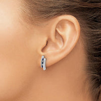 14K White Gold Drop Earrings with Princess Cut Sapphire and Round Diamond Accents - 0.08 Carat Sapphire, 0.005 Carat Diamond Total Weight by Monteluci Fine Jewelry