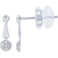 14K White Gold Drop Earrings with Prong-Set Round Diamonds - 0.05 Carat Total Diamond Weight