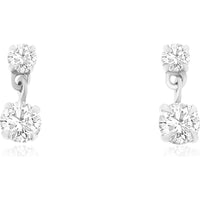 14K White Gold Drop Earrings with Prong Set Round Diamonds - 0.33 Carat Total Diamond Weight - Royal Jewelry