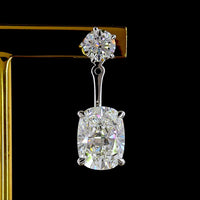14K White Gold Drop Earrings with Round and Cushion Brilliant Lab Diamonds - 12.29 Carats Total Diamond Weight - Covaloro Fine Jewelry