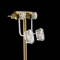 14K White Gold Drop Earrings with Round and Cushion Brilliant Lab Diamonds - 12.29 Carats Total Diamond Weight - Covaloro Fine Jewelry