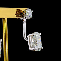 14K White Gold Drop Earrings with Round and Cushion Brilliant Lab Diamonds - 12.29 Carats Total Diamond Weight - Covaloro Fine Jewelry