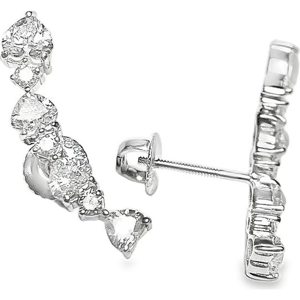 14K White Gold Drop Earrings with Round and Pear-Shaped Diamonds - 1.73 Carat Total Diamond Weight by Auriventus