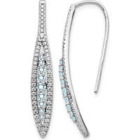 14K White Gold Drop Earrings with Round Aquamarine and Diamond Accents - 0.31 Carat Total Aquamarine Weight, 0.16 Carat Total Diamond Weight by Monteluci Fine Jewelry