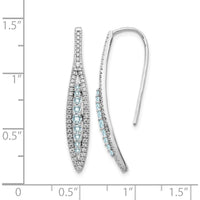 14K White Gold Drop Earrings with Round Aquamarine and Diamond Accents - 0.31 Carat Total Aquamarine Weight, 0.16 Carat Total Diamond Weight by Monteluci Fine Jewelry
