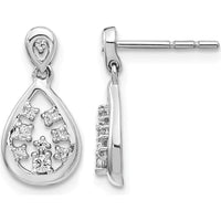 14K White Gold Drop Earrings with Round Diamonds - 0.075 Carat Total Diamond Weight by Monteluci Fine Jewelry