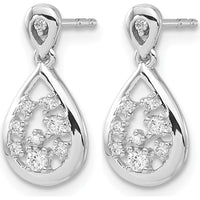 14K White Gold Drop Earrings with Round Diamonds - 0.075 Carat Total Diamond Weight by Monteluci Fine Jewelry