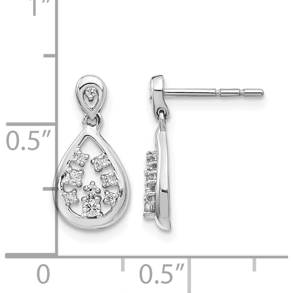 14K White Gold Drop Earrings with Round Diamonds - 0.075 Carat Total Diamond Weight by Monteluci Fine Jewelry
