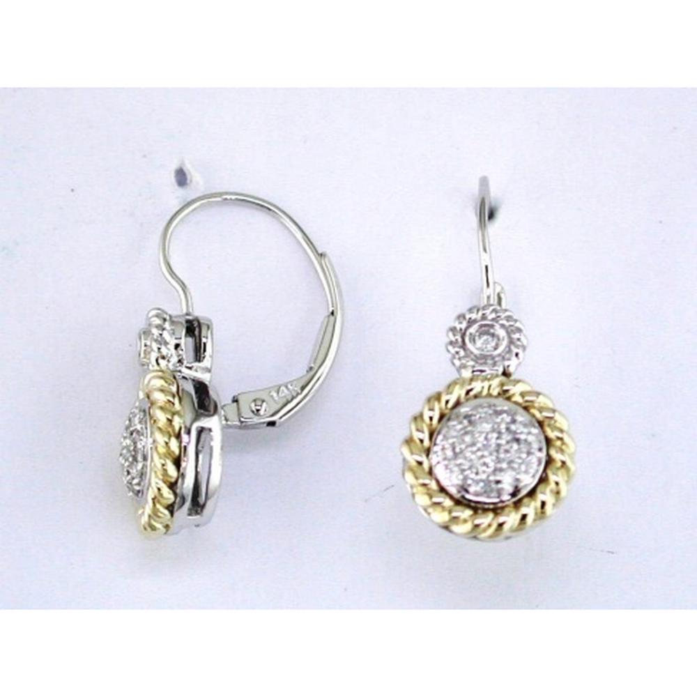 14K White Gold Drop Earrings with Round Diamonds - 0.18 Carats Total Diamond Weight
