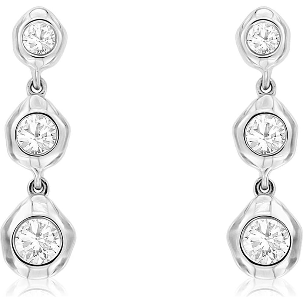 14K White Gold Drop Earrings with Round Diamonds - 0.35 Carats Total Diamond Weight