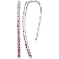 14K White Gold Drop Earrings with Round Diamonds and Pink Sapphires - 0.17 Carat Total Gem Weight by Monteluci Fine Jewelry