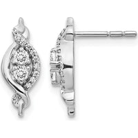14K White Gold Drop Earrings with Round Natural Diamonds - 0.14 Carats Total Diamond Weight by Monteluci Fine Jewelry