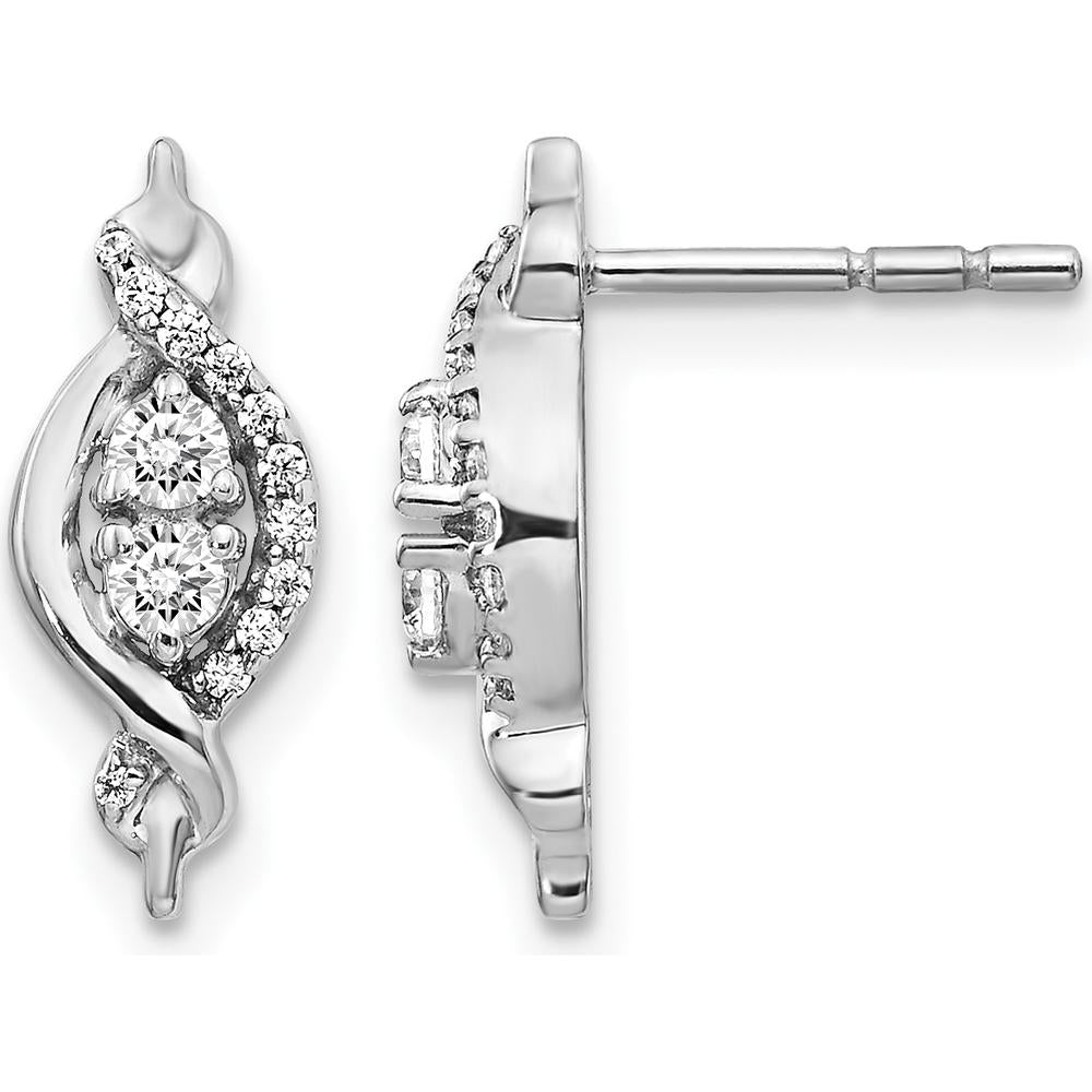 14K White Gold Drop Earrings with Round Natural Diamonds - 0.14 Carats Total Diamond Weight by Monteluci Fine Jewelry