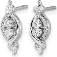 14K White Gold Drop Earrings with Round Natural Diamonds - 0.14 Carats Total Diamond Weight by Monteluci Fine Jewelry